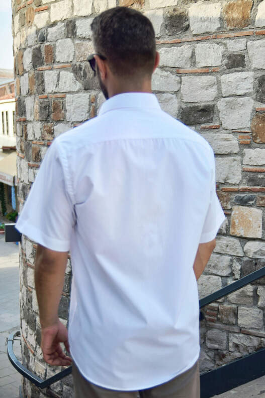 Yıldız White Terikoton Short Sleeve Men's Shirt
