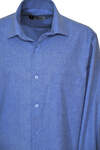 Plain Blue Winter Cotton Shirt - 2