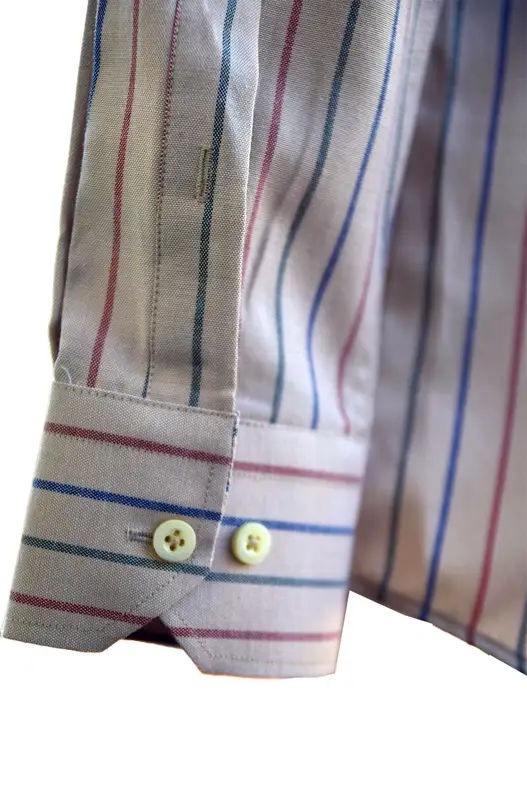 Blue Gray Red Striped Oxford on Powder Ground