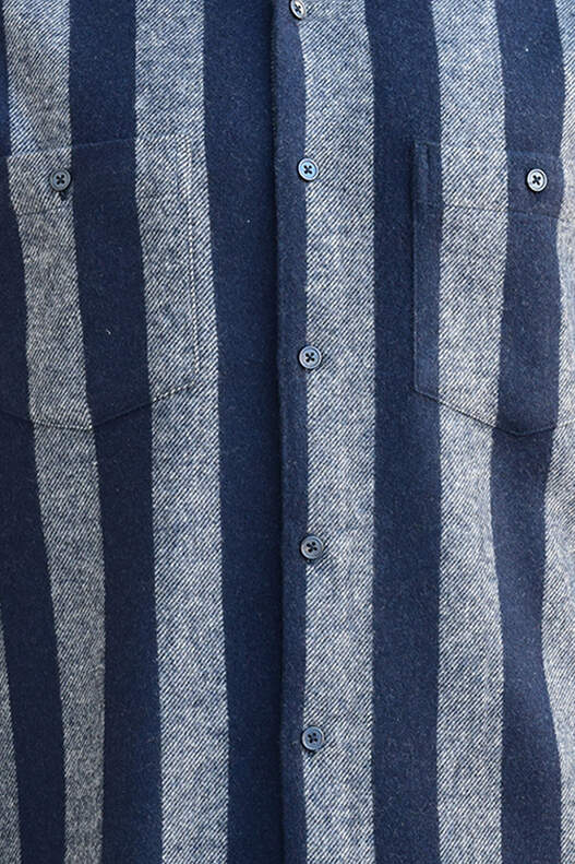 Lacivert ve Mavi Çizgili Oduncu Gömlek