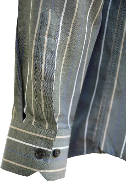 Blue Cream Powder Striped Oxford on Gray