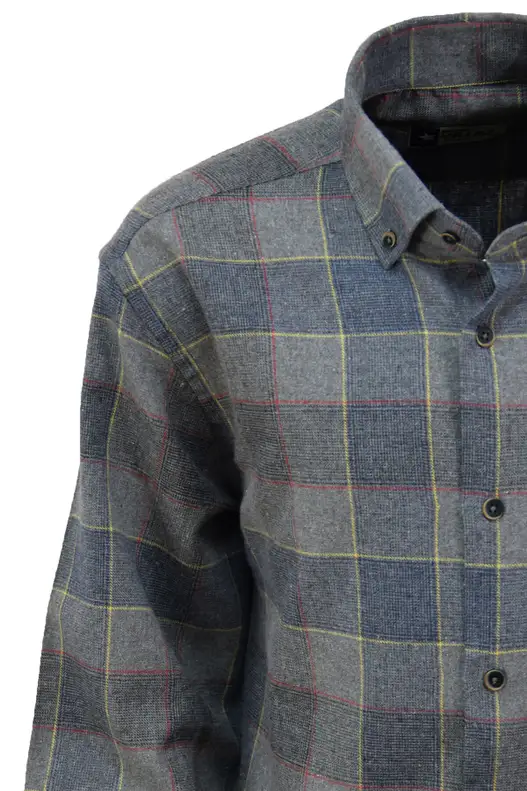 Light and Dark Grey Plaid Cotton Winter Shirt