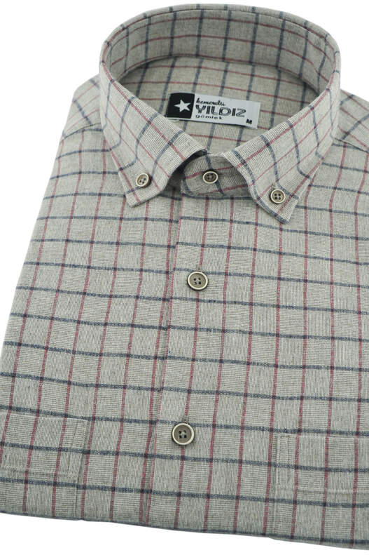 Beige Check Winter Cotton Shirt