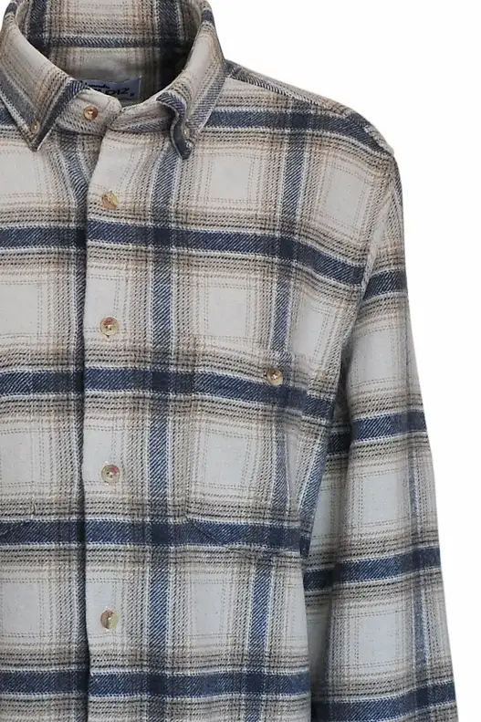 Coffee-Blue-Cream Plaid Lumberjack Shirt