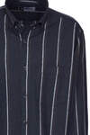 Dark Navy Blue Striped Winter Cotton Shirt - 1