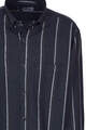 Dark Navy Blue Striped Winter Cotton Shirt