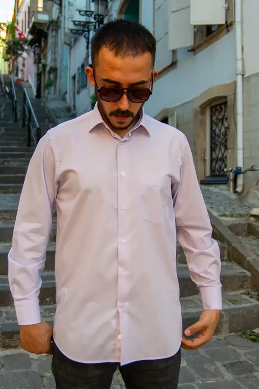 Lila Terikoton Uzun Kol Gömlek