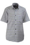 Blue Navy Blue Brown Stripes on White - 1