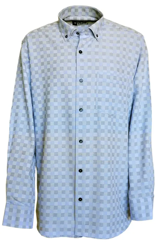 Blue Grey Checked Long Sleeve Shirt