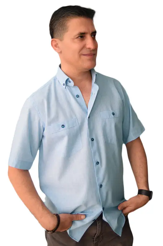Açık Mavi Keten Dokulu