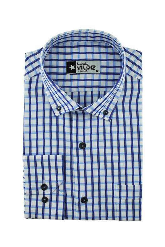 Beyaz Mavi Kareli Beyaz Mavi Kareli