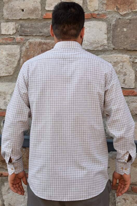 Cream Brown Check Seasonal Shirt