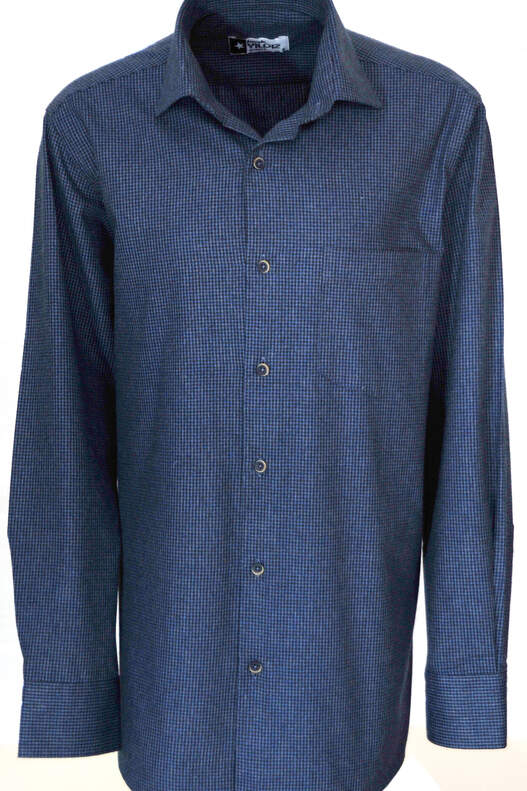 Navy Blue Gingham Winter Cotton Shirt
