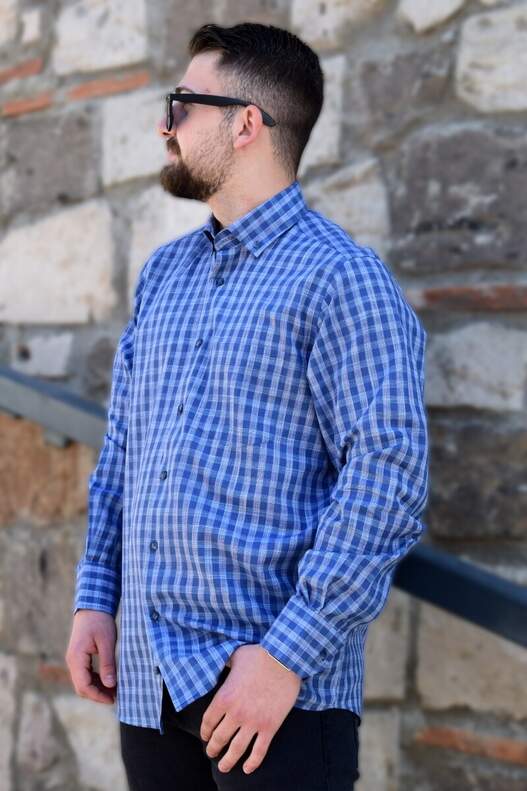 Navy Blue Blue Checked Seasonal Shirt