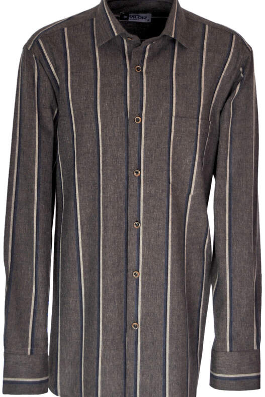 Brown Striped Winter Cotton Shirt