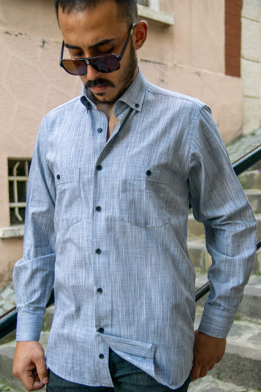 Black Line Pattern Seasonal Long Sleeve Shirt