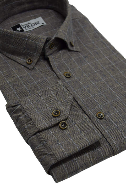 Brown Check Winter Cotton Shirt