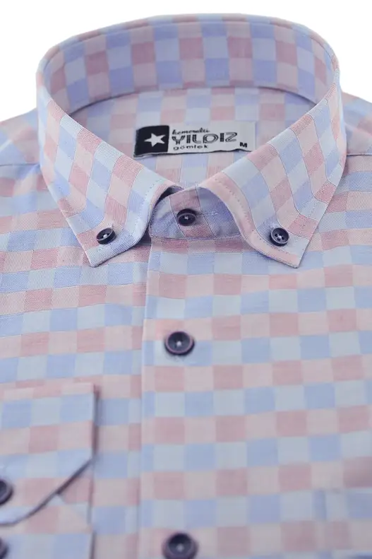 Blue Pink Checked Shirt