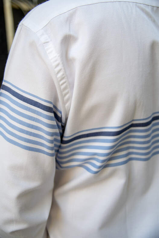 YILDIZ Blue Navy Blue Panel Pattern Long Sleeve Shirt