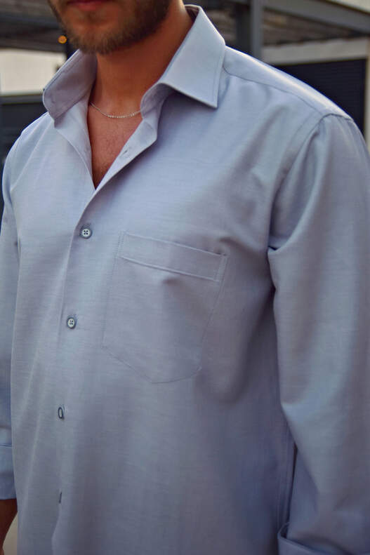 Yıldız Grey Chamre Long Sleeve Men's Shirt