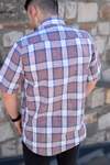 YILDIZ Cream Navy Blue Check Short Sleeve Shirt - 3