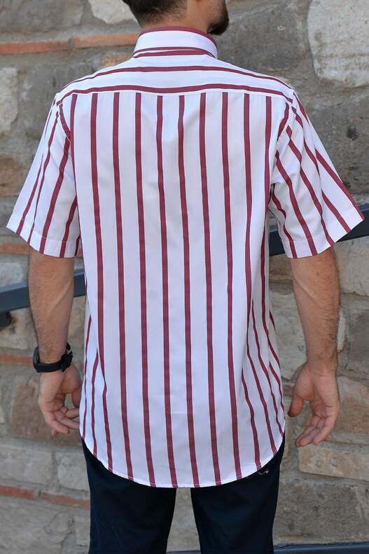 Yıldız Red Striped Short Sleeve Shirt