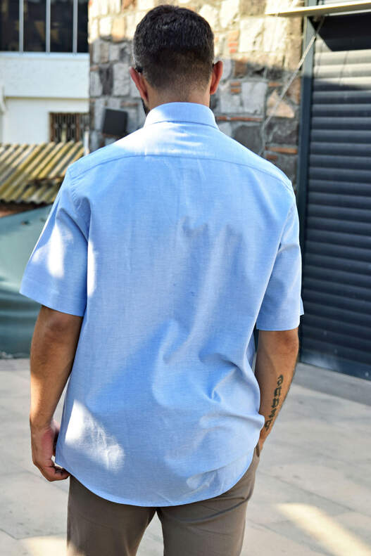 Yıldız Blue Chamre Short Sleeve Men's Shirt
