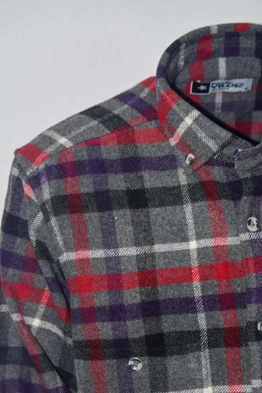 Grey Red Plaid Lumberjack Shirt