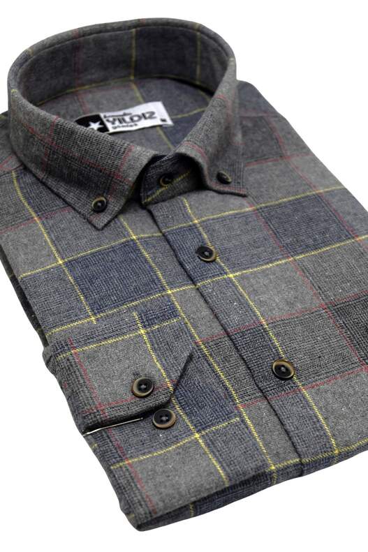Açık ve Koyu Gri Ekose Pamuklu Kışlık Gömlek Açık ve Koyu Gri Ekose Pamuklu Kışlık Gömlek