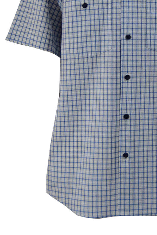 Cream Grey Blue Checks