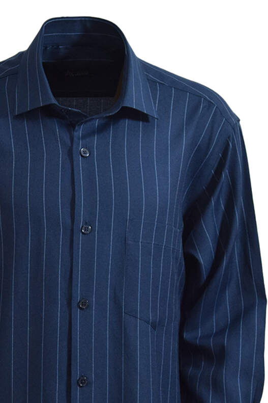 YILDIZ Navy Blue Striped Cotton Shirt