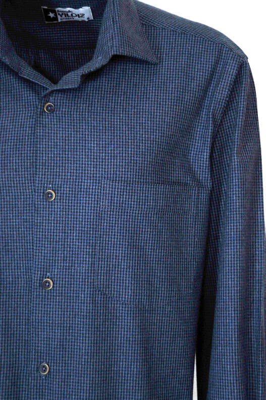 Navy Blue Gingham Winter Cotton Shirt