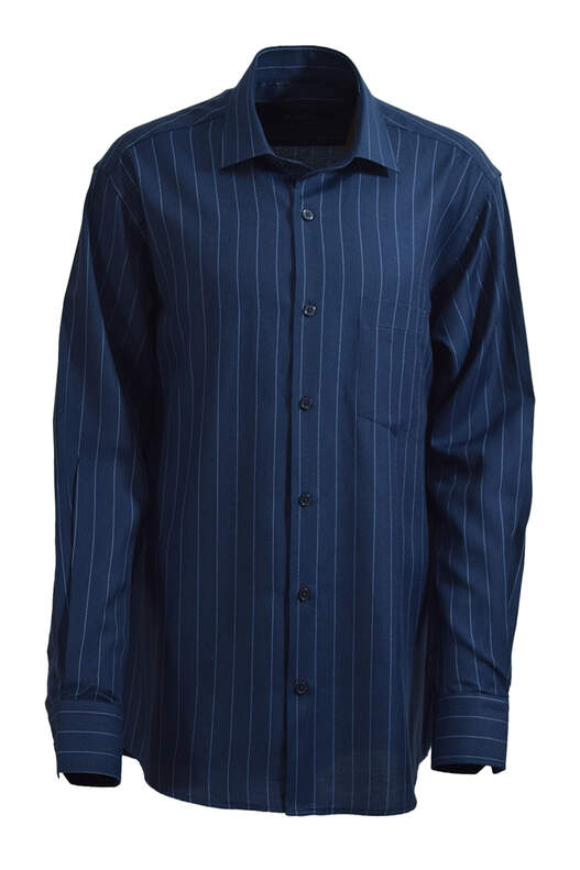 YILDIZ Navy Blue Striped Cotton Shirt