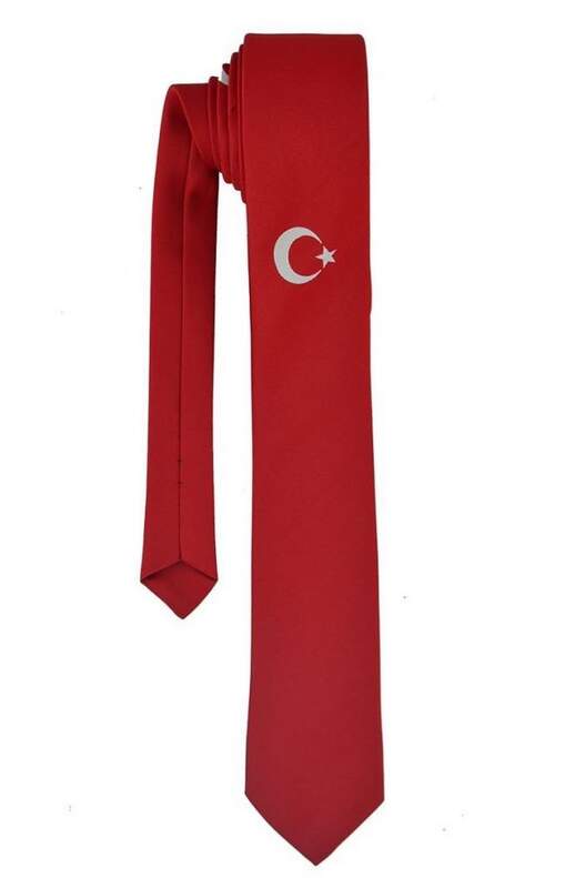 Ay-Yıldız Desenli Kırmızı Dokuma Kravat