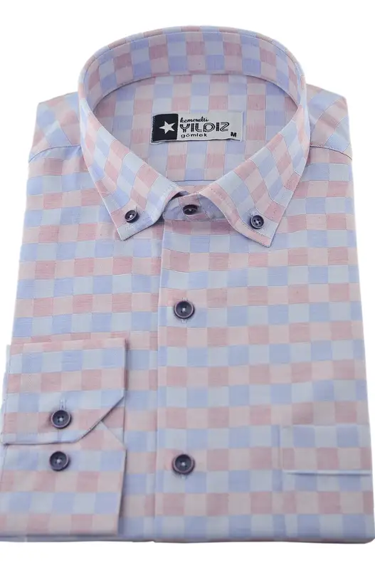 Blue Pink Checked Shirt
