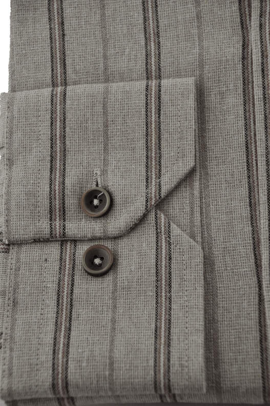 Beige Striped Winter Cotton Shirt