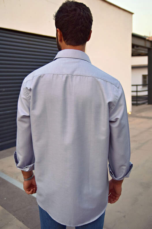 Yıldız Grey Chamre Long Sleeve Men's Shirt