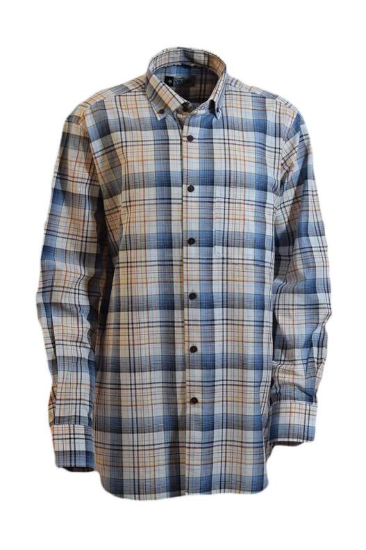 Blue Cream Yellow Check Pattern Shirt