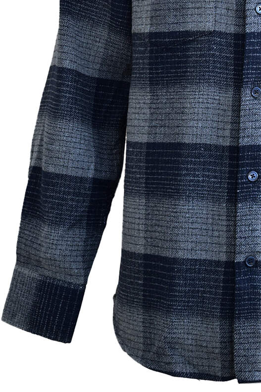 Lacivert ve Gri Çizgili Oduncu Gömlek