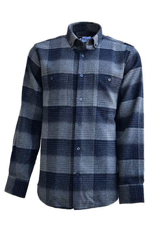 Lacivert ve Gri Çizgili Oduncu Gömlek