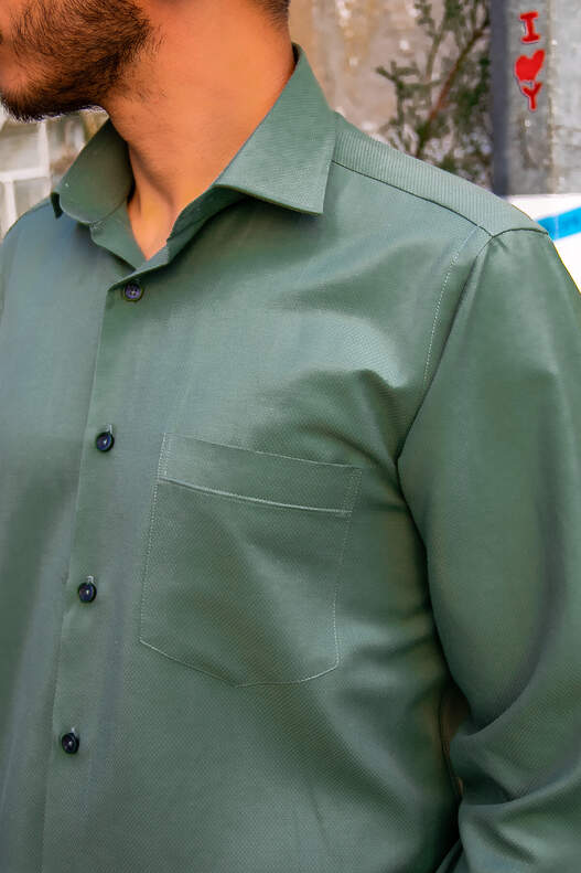 Green Dobby Long Sleeve Shirt
