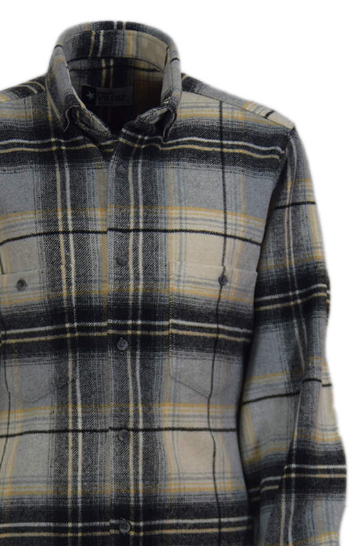 Krem Gri Sarı Ekose Oduncu Gömlek Krem Gri Sarı Ekose Oduncu Gömlek