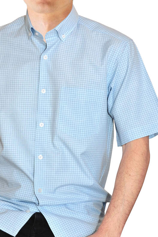Yıldız Water Green Cotton Short Sleeve Men's Shirt