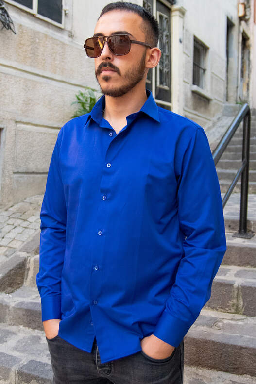 YILDIZ Parlement Blue Slim Fit Shirt