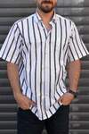 Yıldız Black Striped Short Sleeve Shirt - 1