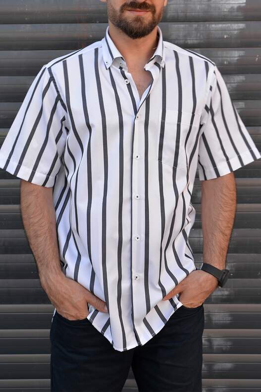 Yıldız Black Striped Short Sleeve Shirt