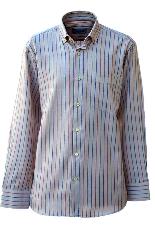 Pudra Zemine Mavi Gri Kırmızı  Çizgili Oxford Pudra Zemine Mavi Gri Kırmızı  Çizgili Oxford