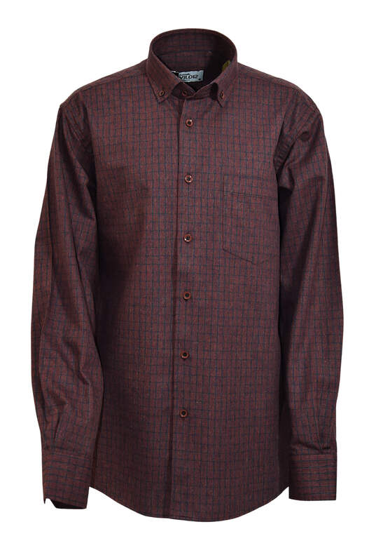 Brick Navy Blue Checked Cotton Winter Shirt