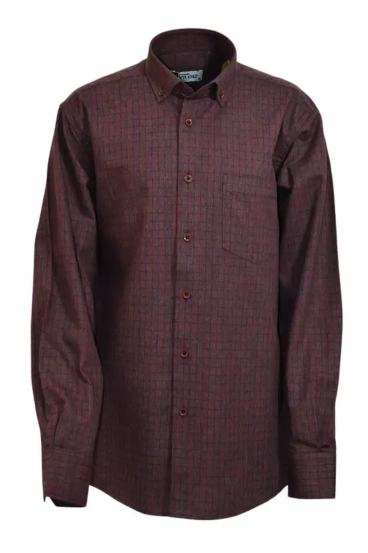 Brick Navy Blue Checked Cotton Winter Shirt