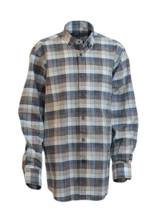 YILDIZ Cream Coffee Beige Checked Long Sleeve Shirt